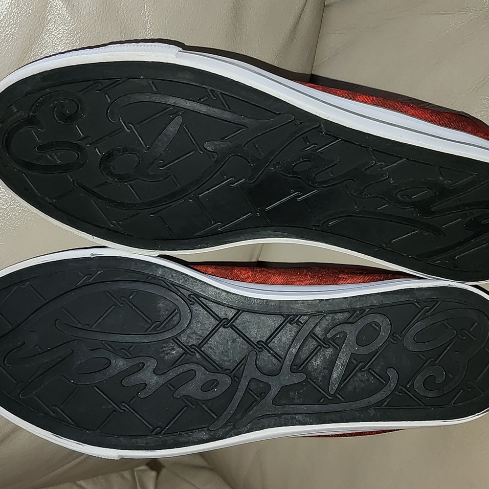 Ed Hardy Men's Red Jet Patterned Sneakers Size 11 Preowned - Picture 10 of 12